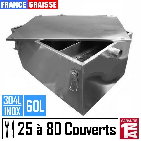 bac a graisse restaurant sous plonge en inox 80 couverts jour - 42L