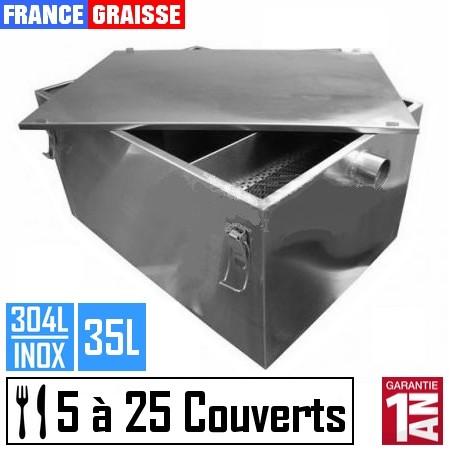 bac a graisse restaurant sous plonge en inox 15 couverts jour - 25L